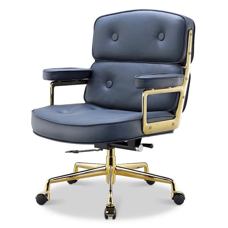 Chaise de bureau ergonomique en cuir avec support lombaire réglable en hauteur Lobby