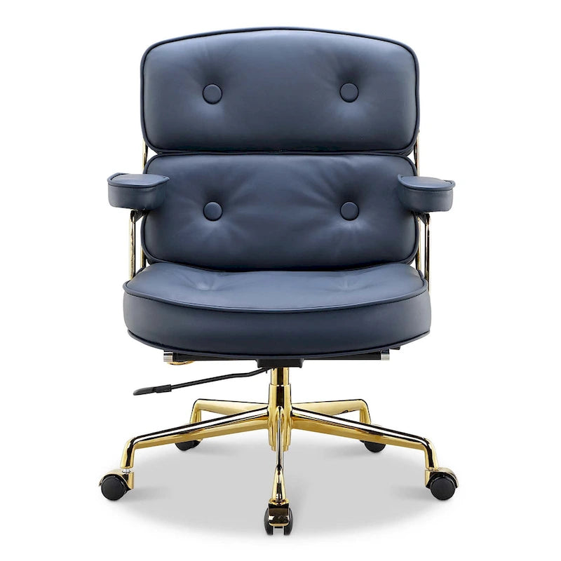 Chaise de bureau ergonomique en cuir avec support lombaire réglable en hauteur Lobby
