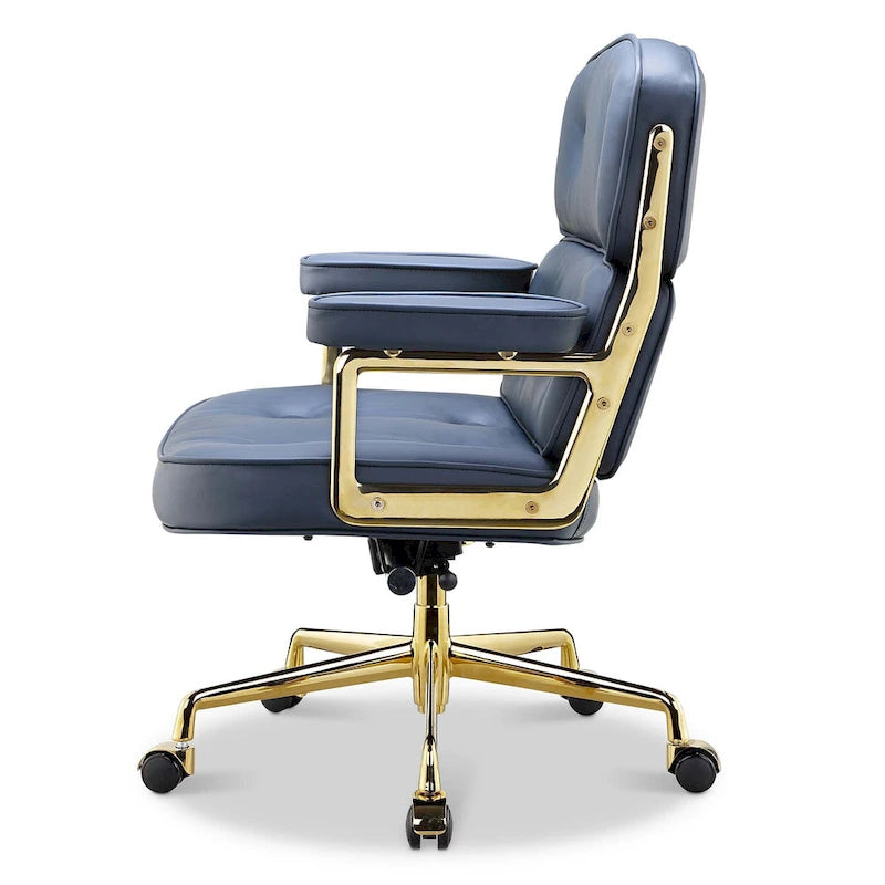 Chaise de bureau ergonomique en cuir avec support lombaire réglable en hauteur Lobby