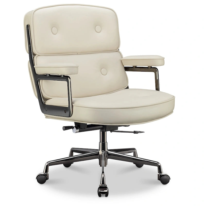 Chaise de bureau ergonomique en cuir avec support lombaire réglable en hauteur Lobby