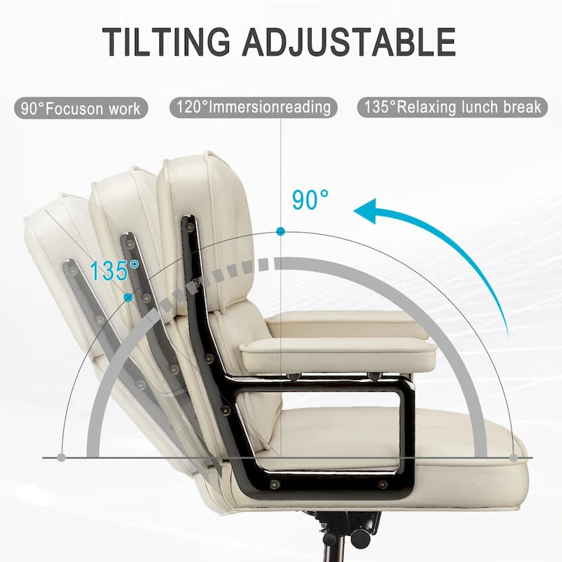 Chaise de bureau ergonomique en cuir avec support lombaire réglable en hauteur Lobby