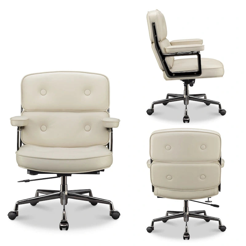 Chaise de bureau ergonomique en cuir avec support lombaire réglable en hauteur Lobby