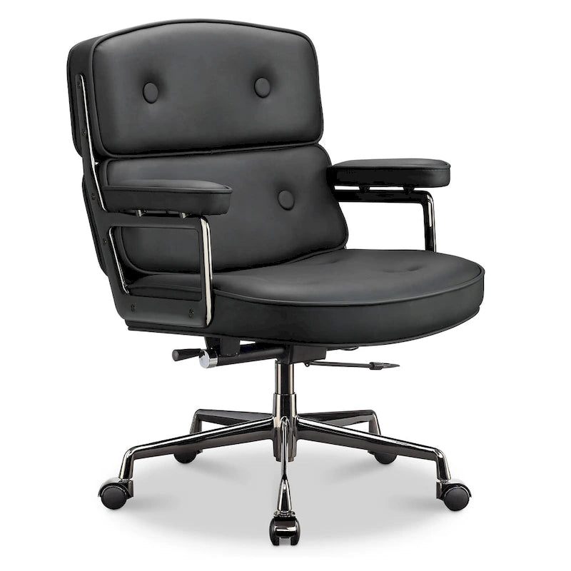 Chaise de bureau ergonomique en cuir avec support lombaire réglable en hauteur Lobby