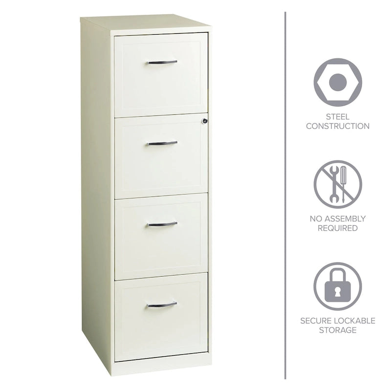 Classeur vertical métallique à 4 tiroirs blanc nacré Space Solutions