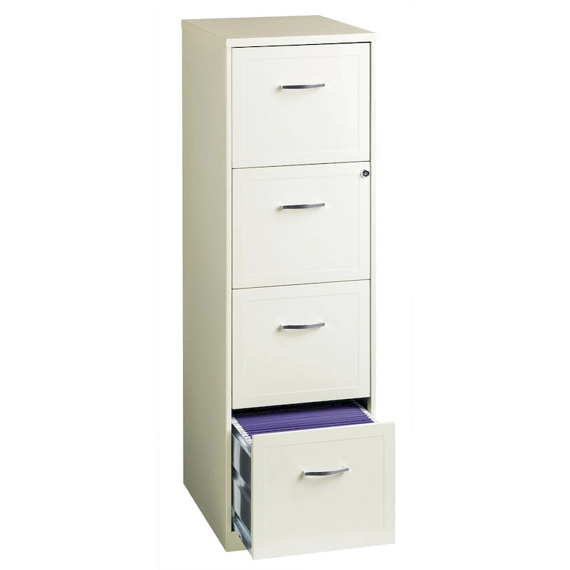 Classeur vertical métallique à 4 tiroirs blanc nacré Space Solutions