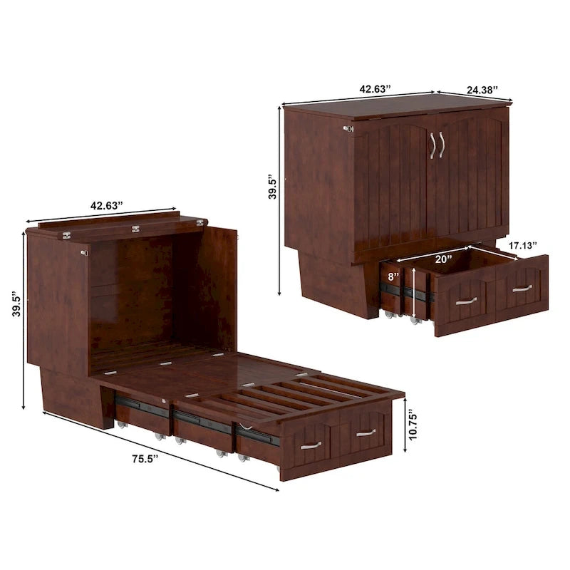 Lit escamotable Sydney Twin avec matelas de 15 cm