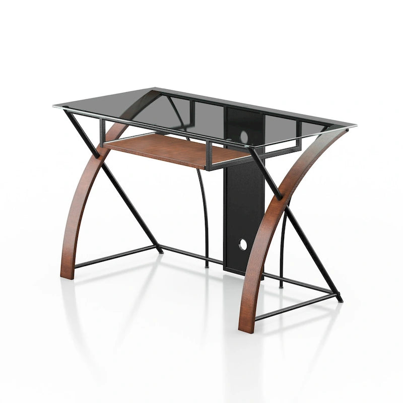 Bureau informatique en verre teinté gris moderne Falt de 47 pouces par Furniture of America