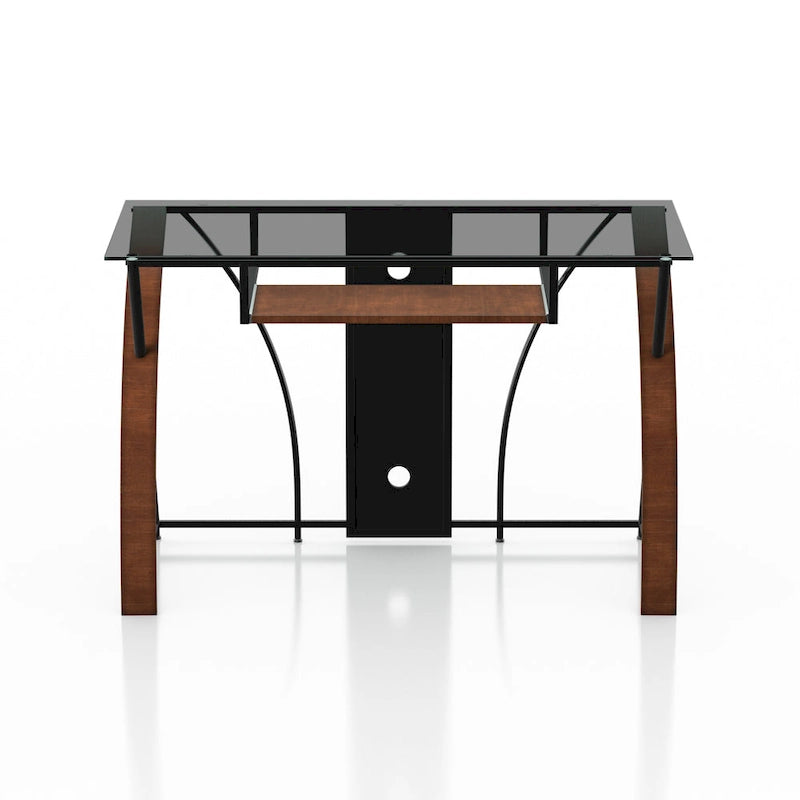 Bureau informatique en verre teinté gris moderne Falt de 47 pouces par Furniture of America