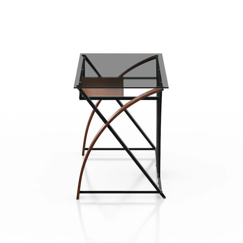 Bureau informatique en verre teinté gris moderne Falt de 47 pouces par Furniture of America