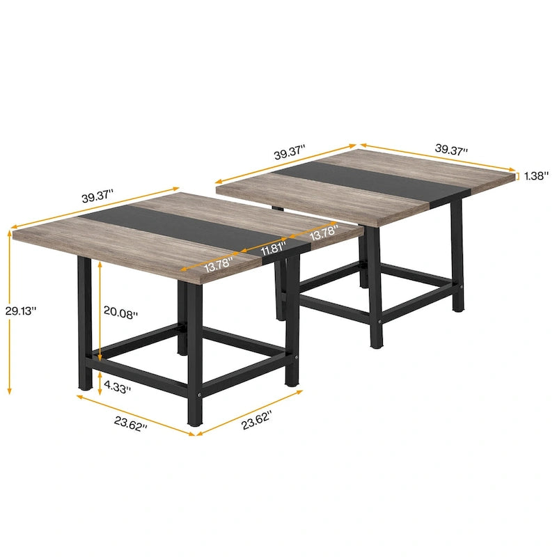 Table de conférence de 2 m (6,5 pi), rectangulaire, 78,74 po L x 39,2 po l x 29,52 po H, 2 pièces séparées - 78,74 po L x 39,2 po l x 29,52 po H