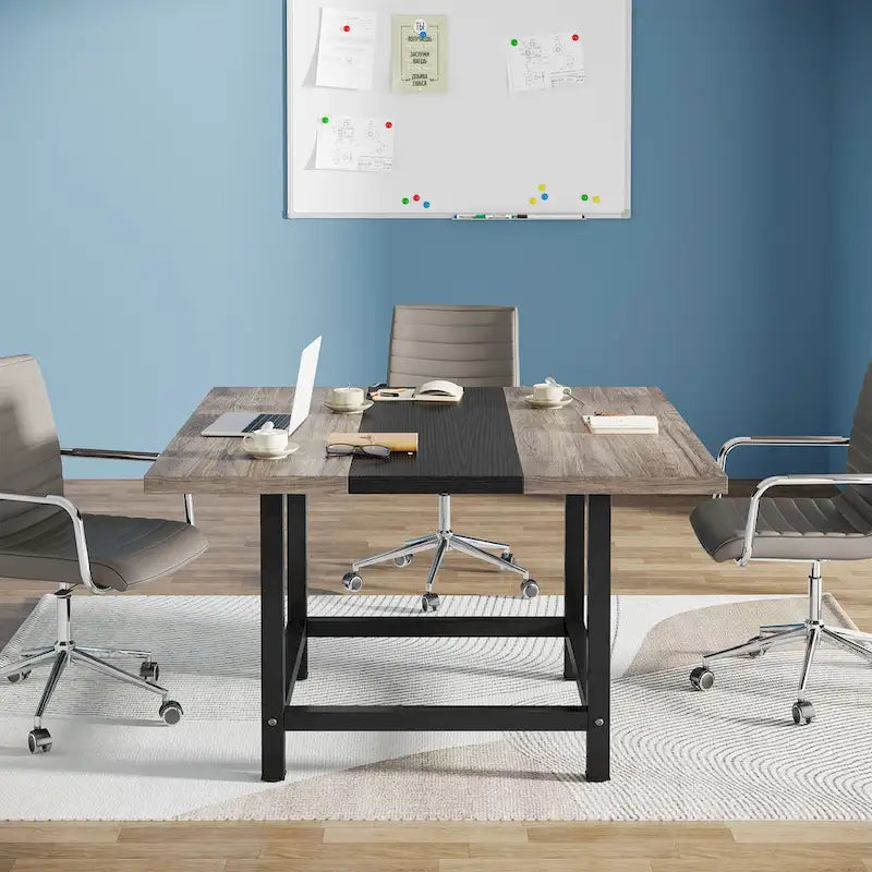 Table de conférence de 2 m (6,5 pi), rectangulaire, 78,74 po L x 39,2 po l x 29,52 po H, 2 pièces séparées - 78,74 po L x 39,2 po l x 29,52 po H