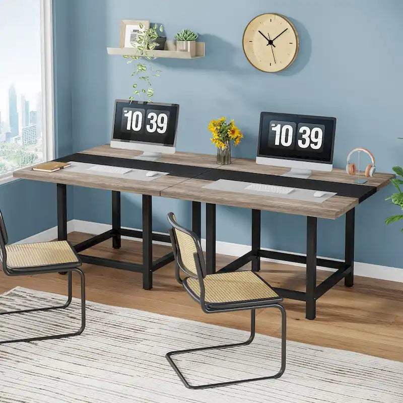 Table de conférence de 2 m (6,5 pi), rectangulaire, 78,74 po L x 39,2 po l x 29,52 po H, 2 pièces séparées - 78,74 po L x 39,2 po l x 29,52 po H