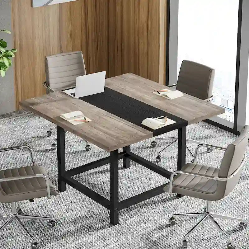 Table de conférence de 2 m (6,5 pi), rectangulaire, 78,74 po L x 39,2 po l x 29,52 po H, 2 pièces séparées - 78,74 po L x 39,2 po l x 29,52 po H