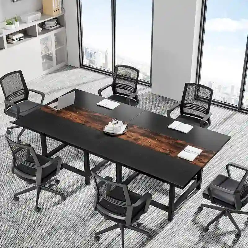 Table de conférence de 2 m (6,5 pi), rectangulaire, 78,74 po L x 39,2 po l x 29,52 po H, 2 pièces séparées - 78,74 po L x 39,2 po l x 29,52 po H