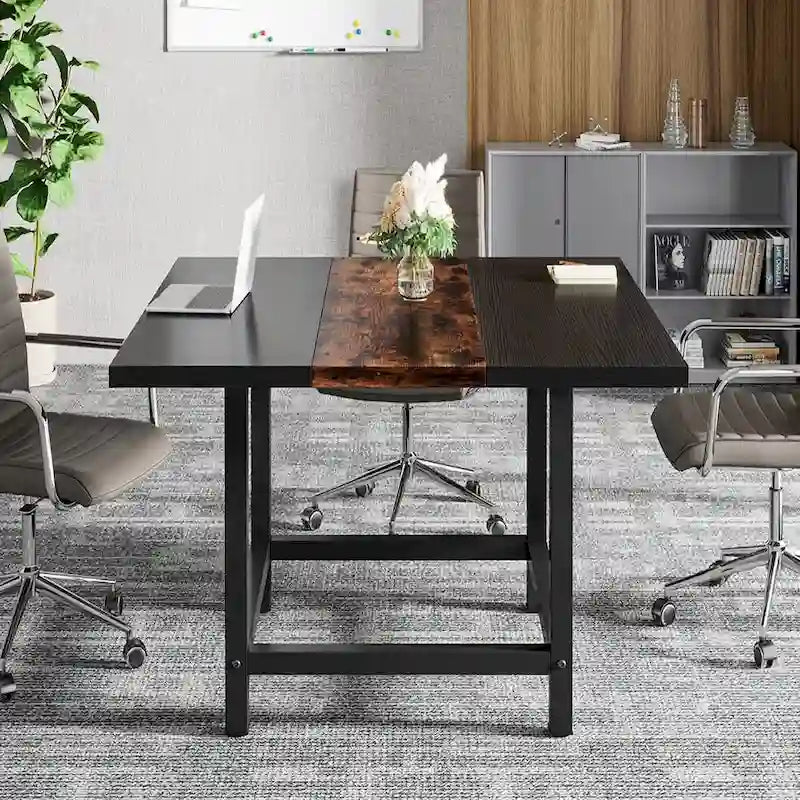 Table de conférence de 2 m (6,5 pi), rectangulaire, 78,74 po L x 39,2 po l x 29,52 po H, 2 pièces séparées - 78,74 po L x 39,2 po l x 29,52 po H