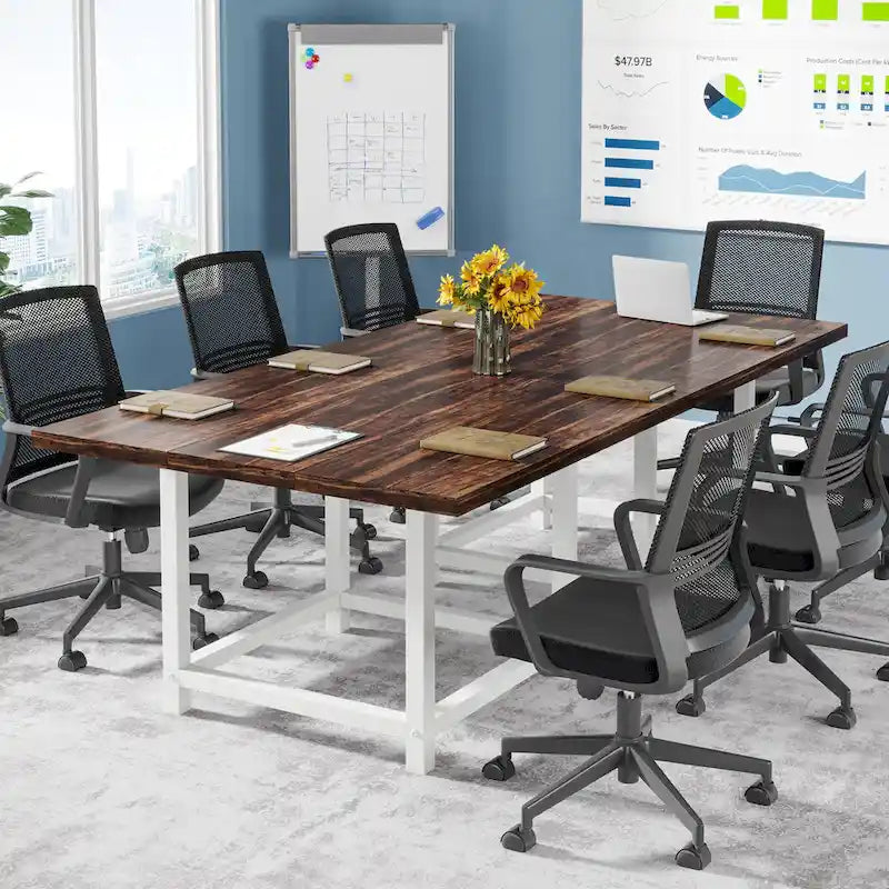 Table de conférence de 2 m (6,5 pi), rectangulaire, 78,74 po L x 39,2 po l x 29,52 po H, 2 pièces séparées - 78,74 po L x 39,2 po l x 29,52 po H