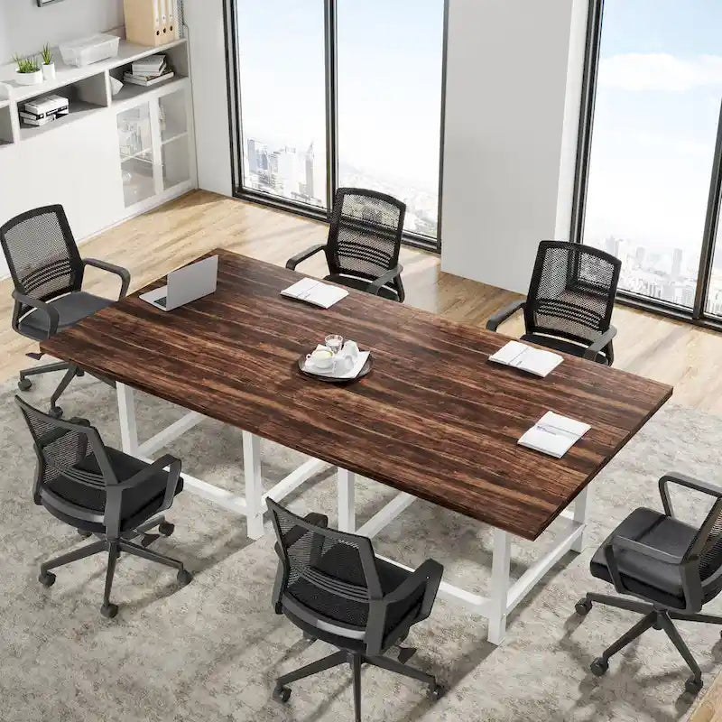 Table de conférence de 2 m (6,5 pi), rectangulaire, 78,74 po L x 39,2 po l x 29,52 po H, 2 pièces séparées - 78,74 po L x 39,2 po l x 29,52 po H