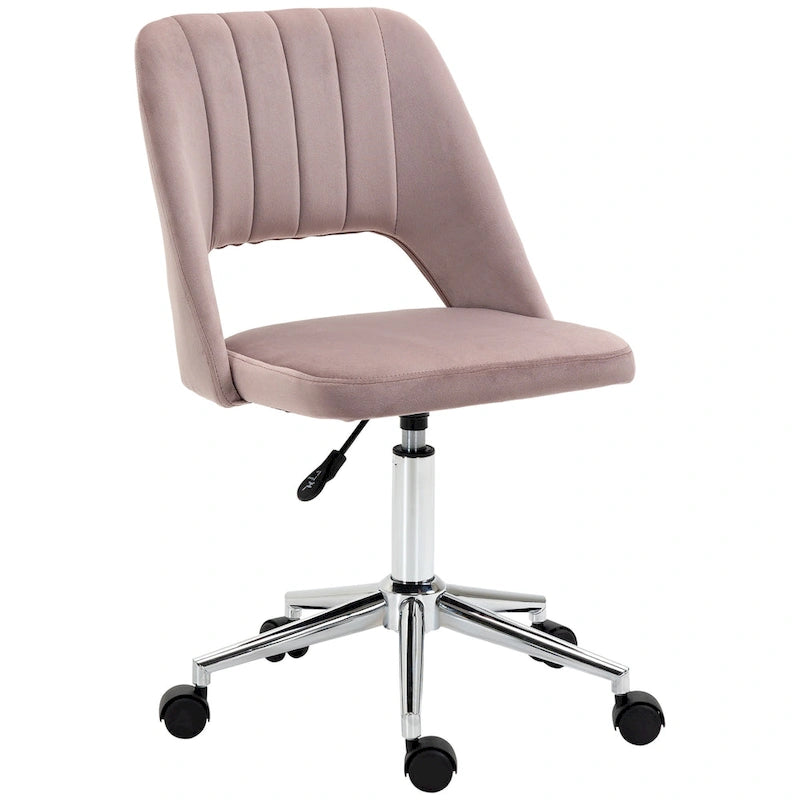 Chaise de bureau moderne Vinsetto à dossier mi-hauteur en tissu velours, chaise de bureau pivotante sans accoudoirs