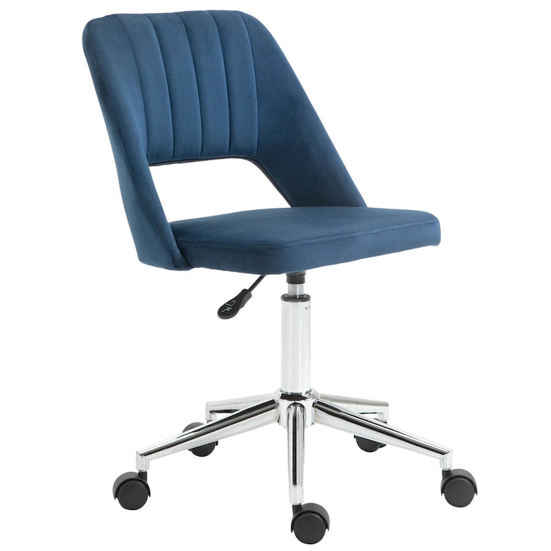 Chaise de bureau moderne Vinsetto à dossier mi-hauteur en tissu velours, chaise de bureau pivotante sans accoudoirs