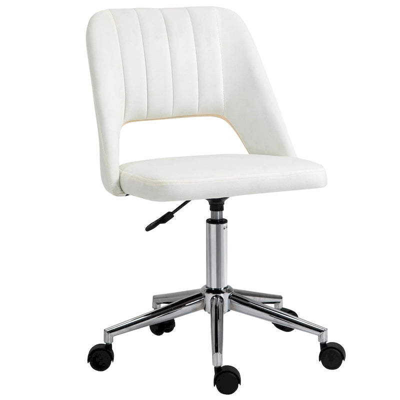 Chaise de bureau moderne Vinsetto à dossier mi-hauteur en tissu velours, chaise de bureau pivotante sans accoudoirs