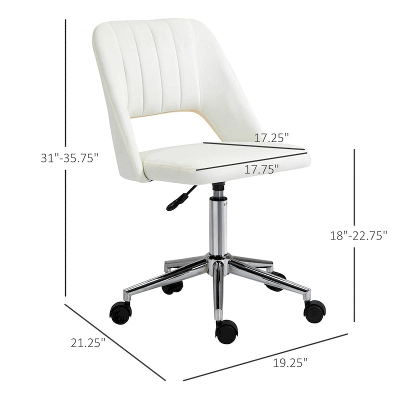 Chaise de bureau moderne Vinsetto à dossier mi-hauteur en tissu velours, chaise de bureau pivotante sans accoudoirs