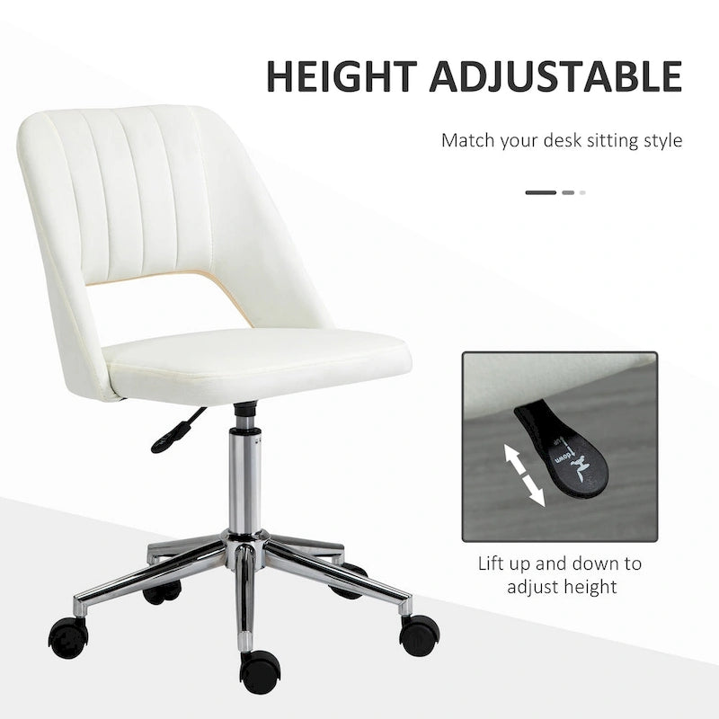Chaise de bureau moderne Vinsetto à dossier mi-hauteur en tissu velours, chaise de bureau pivotante sans accoudoirs