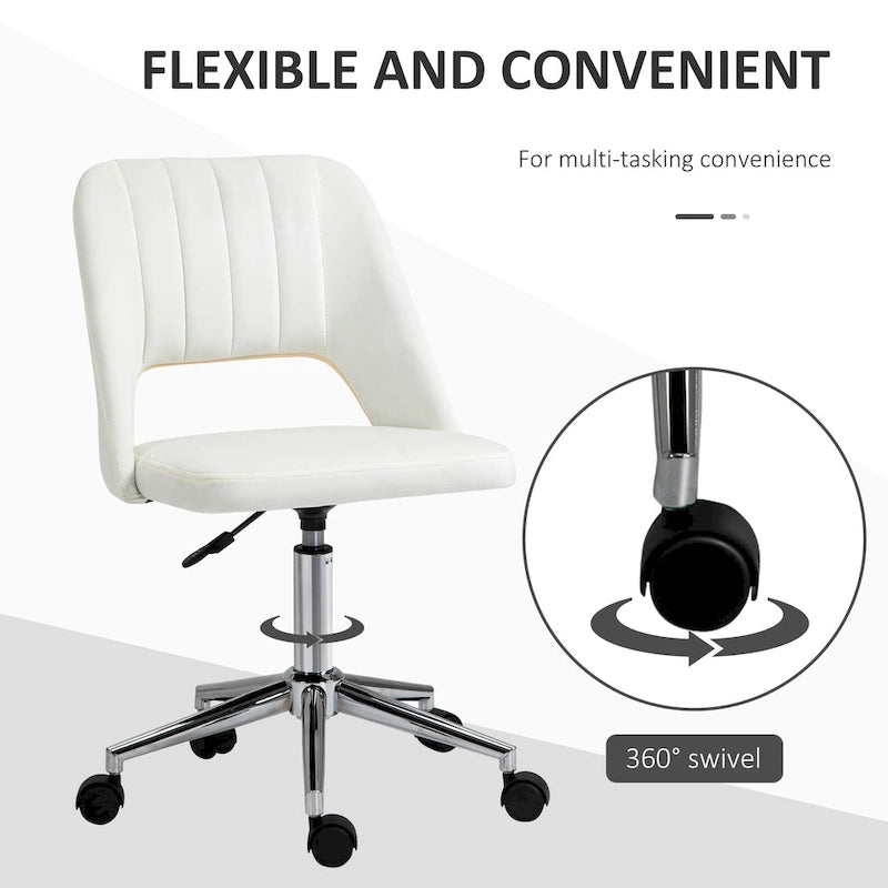 Chaise de bureau moderne Vinsetto à dossier mi-hauteur en tissu velours, chaise de bureau pivotante sans accoudoirs