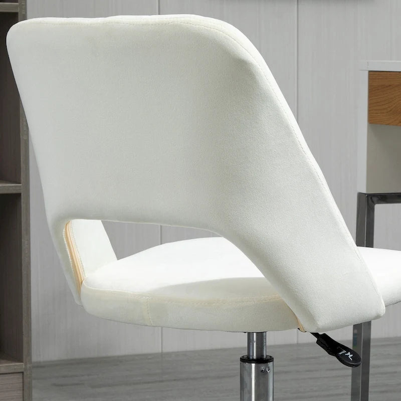 Chaise de bureau moderne Vinsetto à dossier mi-hauteur en tissu velours, chaise de bureau pivotante sans accoudoirs