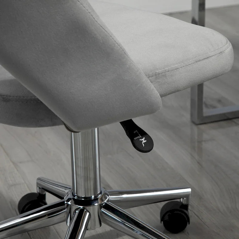 Chaise de bureau moderne Vinsetto à dossier mi-hauteur en tissu velours, chaise de bureau pivotante sans accoudoirs