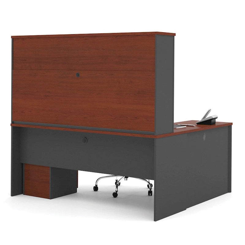 Bureau de travail en L avec huche Bestar Prestige Plus