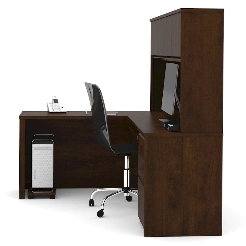 Bureau de travail en L avec huche Bestar Prestige Plus