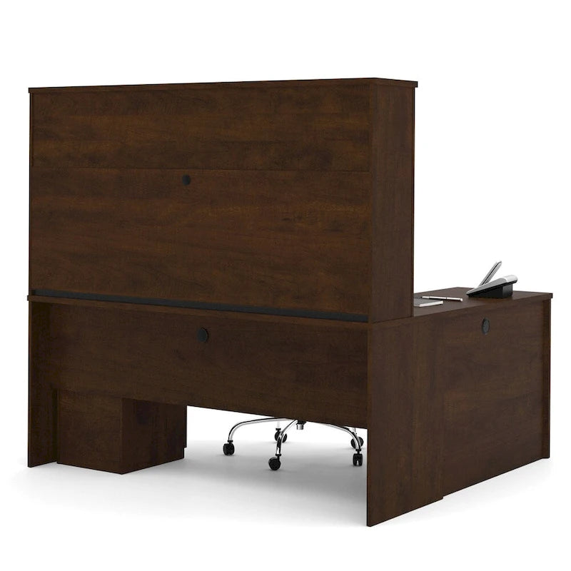Bureau de travail en L avec huche Bestar Prestige Plus