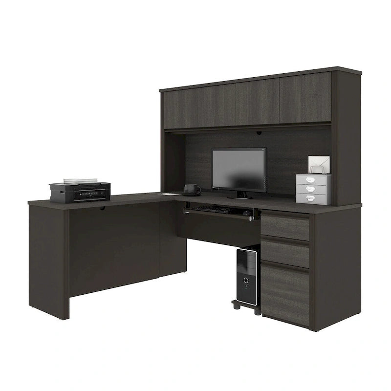 Bureau de travail en L avec huche Bestar Prestige Plus