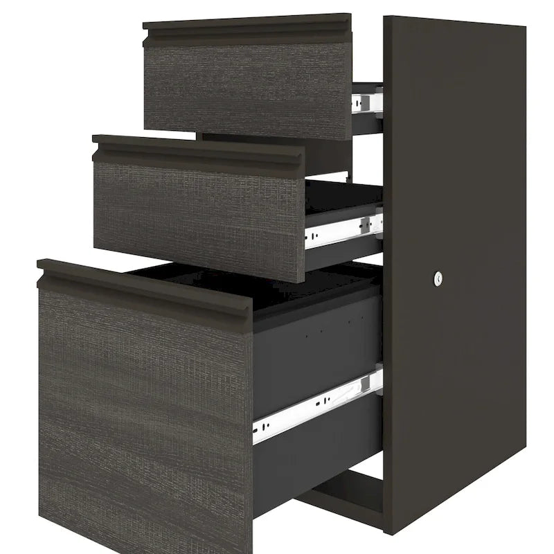 Bureau de travail en L avec huche Bestar Prestige Plus