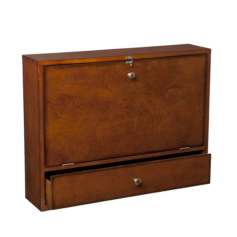 Bureau mural pour ordinateur portable Arkins de SEI Furniture, acajou brun