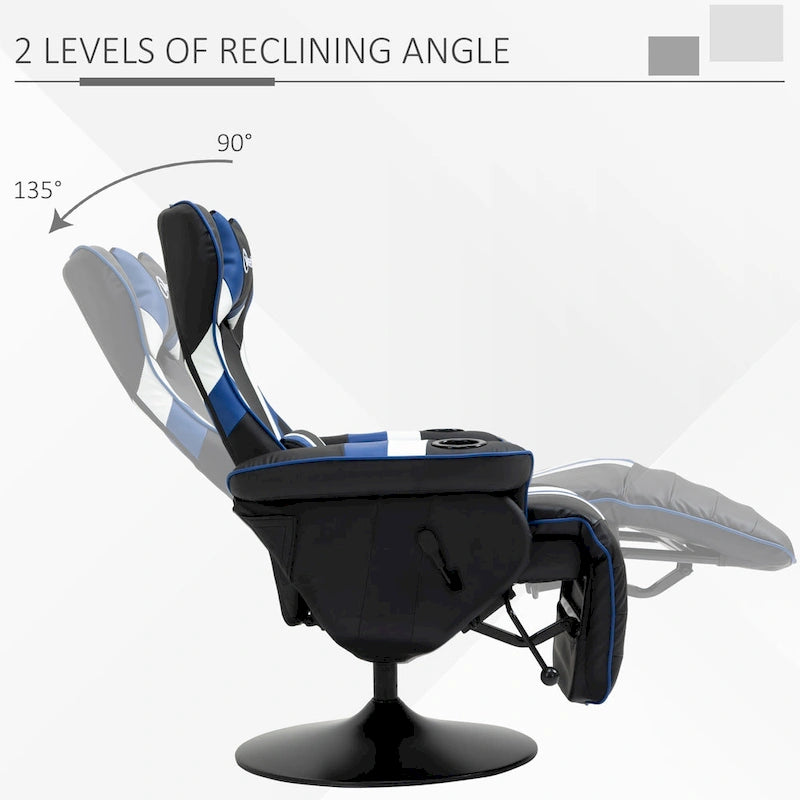 Chaise de jeu vidéo Vinsetto Racing avec dossier inclinable et repose-pieds, appuie-tête et porte-gobelet
