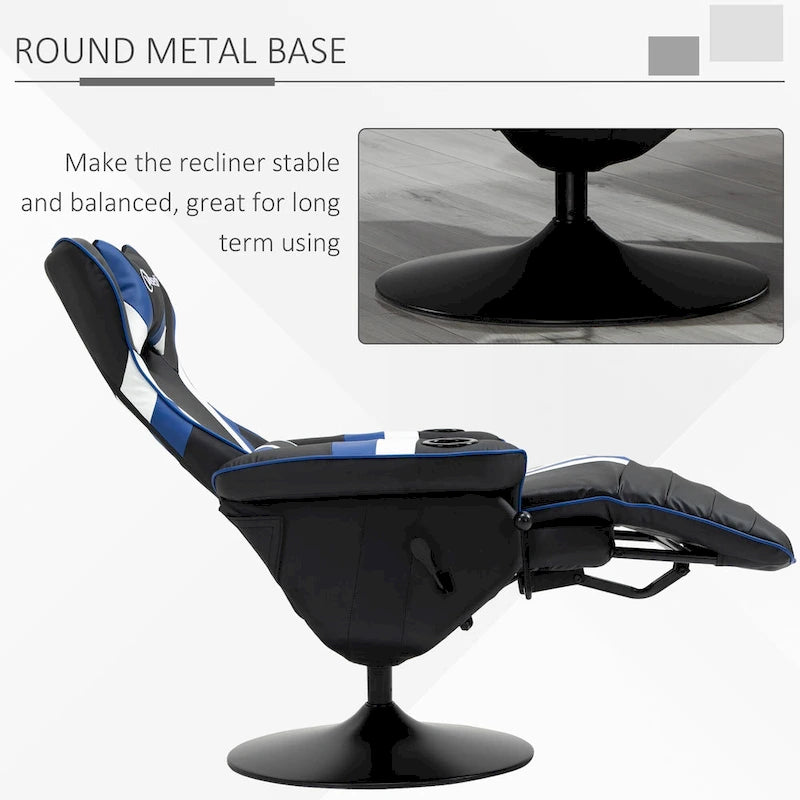Chaise de jeu vidéo Vinsetto Racing avec dossier inclinable et repose-pieds, appuie-tête et porte-gobelet