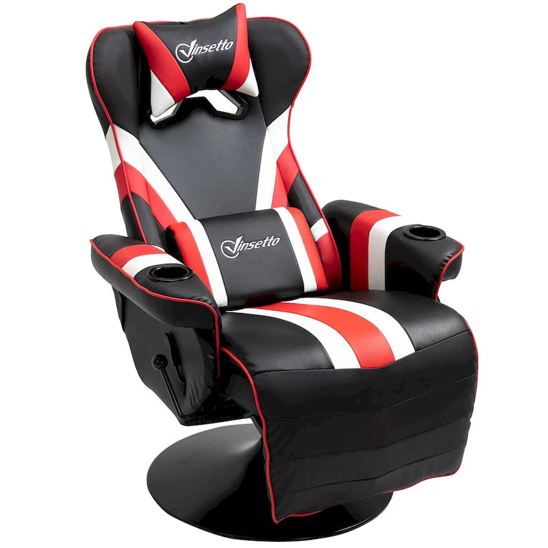 Chaise de jeu vidéo Vinsetto Racing avec dossier inclinable et repose-pieds, appuie-tête et porte-gobelet