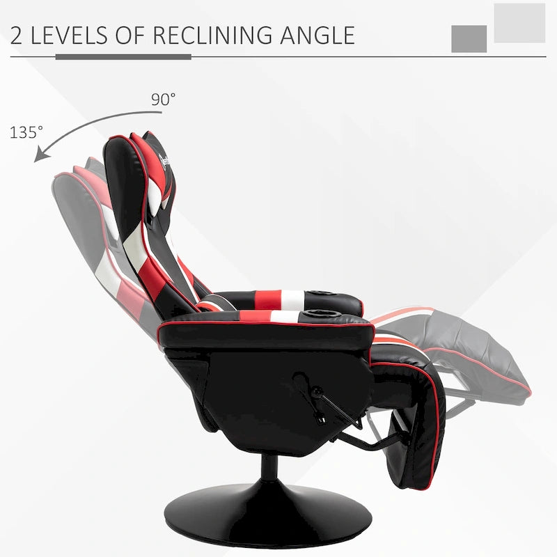 Chaise de jeu vidéo Vinsetto Racing avec dossier inclinable et repose-pieds, appuie-tête et porte-gobelet