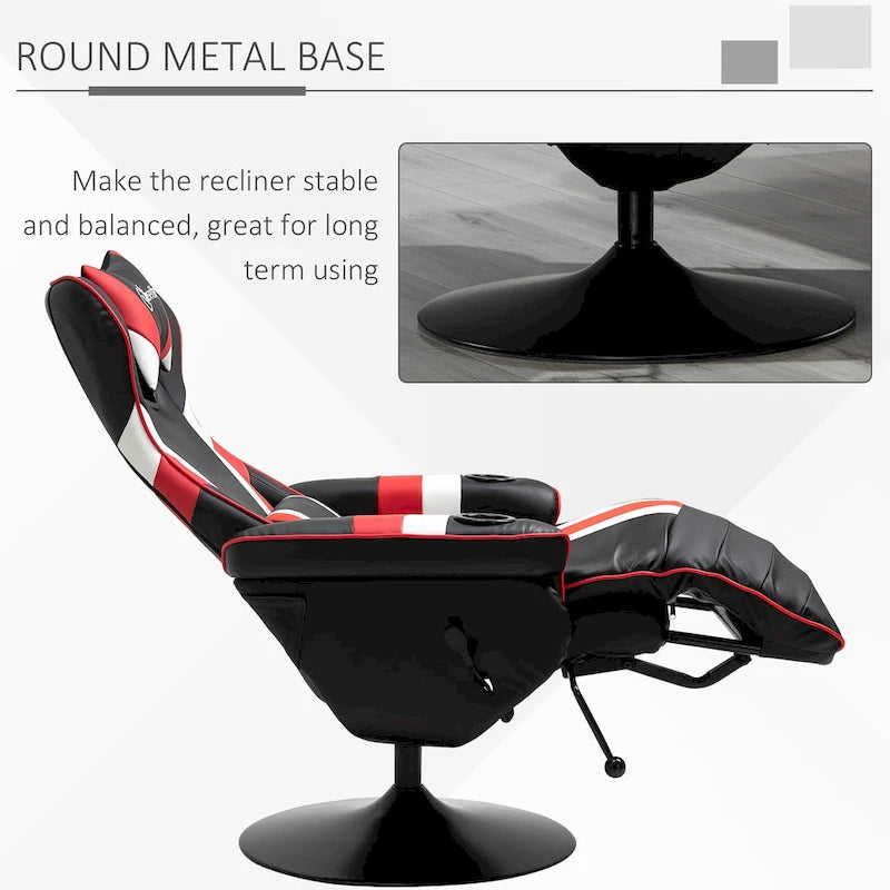 Chaise de jeu vidéo Vinsetto Racing avec dossier inclinable et repose-pieds, appuie-tête et porte-gobelet