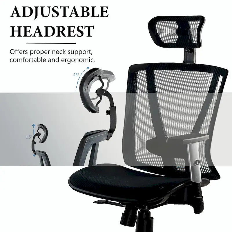 Fauteuil de bureau ergonomique ErgoMax Office entièrement maillé, réglable en hauteur, marron, avec accoudoirs et appui-tête, hauteur maximale de 132 cm