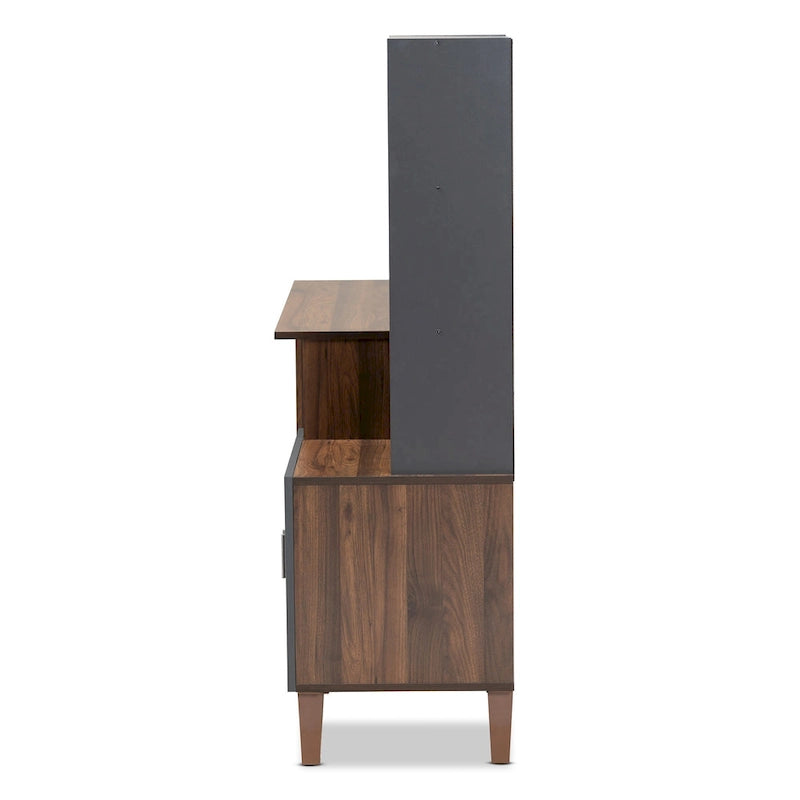 Bureau de rangement Jaeger bicolore marron et gris foncé en bois avec étagères