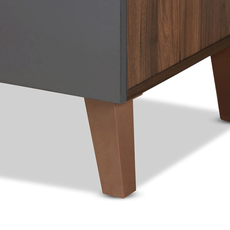 Bureau de rangement Jaeger bicolore marron et gris foncé en bois avec étagères