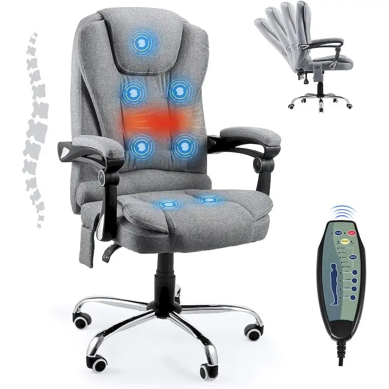 AECOJOY Chaise de bureau ergonomique avec 7 points de massage vibrant et fonctions chauffantes