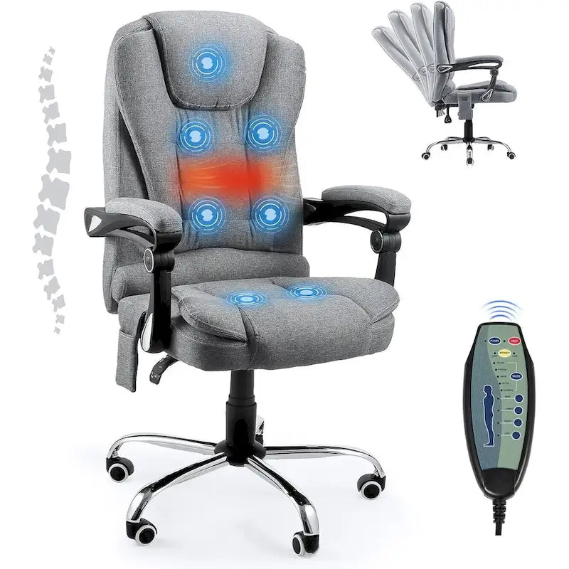 AECOJOY Chaise de bureau ergonomique avec 7 points de massage vibrant et fonctions chauffantes