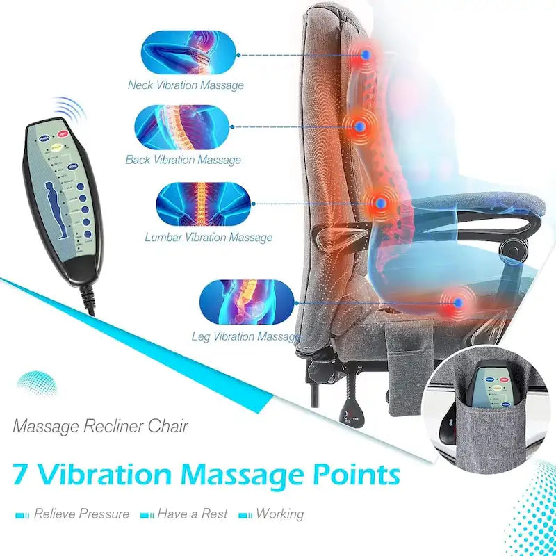 AECOJOY Chaise de bureau ergonomique avec 7 points de massage vibrant et fonctions chauffantes