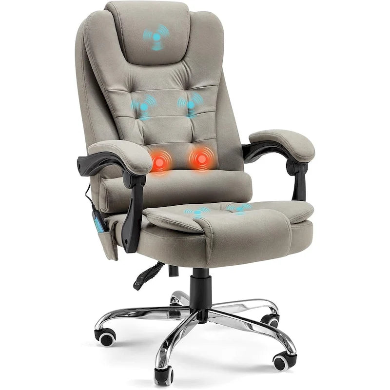 AECOJOY Chaise de bureau ergonomique avec 7 points de massage vibrant et fonctions chauffantes