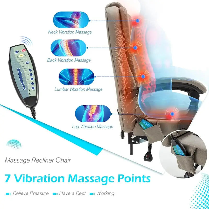 AECOJOY Chaise de bureau ergonomique avec 7 points de massage vibrant et fonctions chauffantes