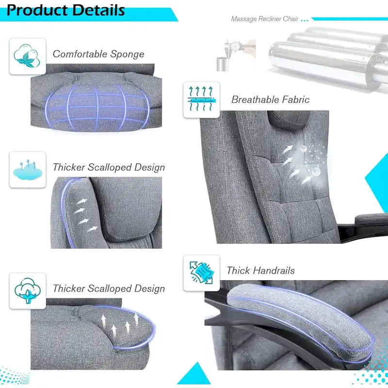 AECOJOY Chaise de bureau ergonomique avec 7 points de massage vibrant et fonctions chauffantes