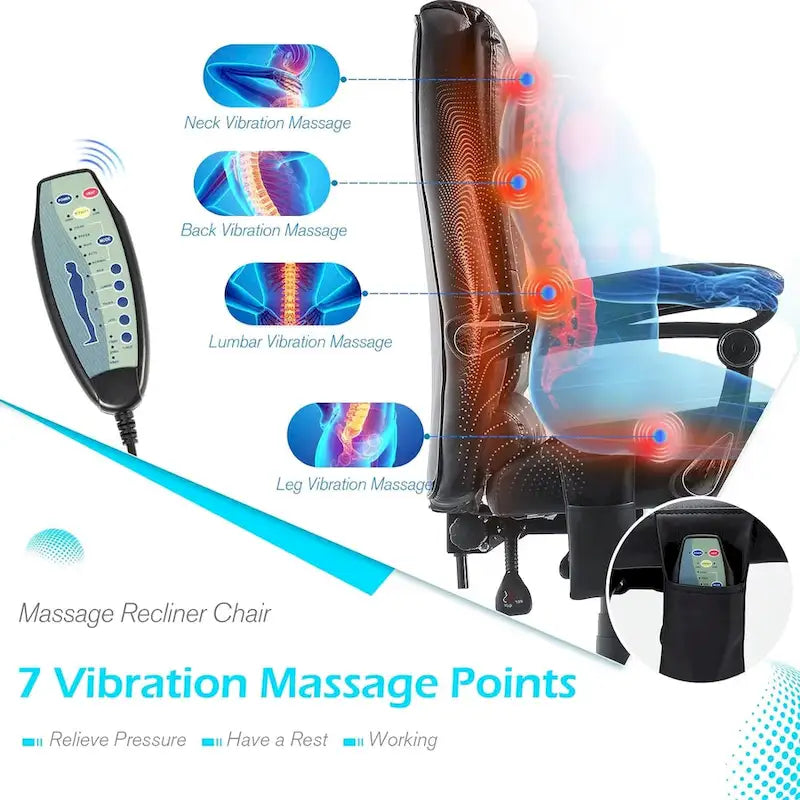 AECOJOY Chaise de bureau ergonomique avec 7 points de massage vibrant et fonctions chauffantes
